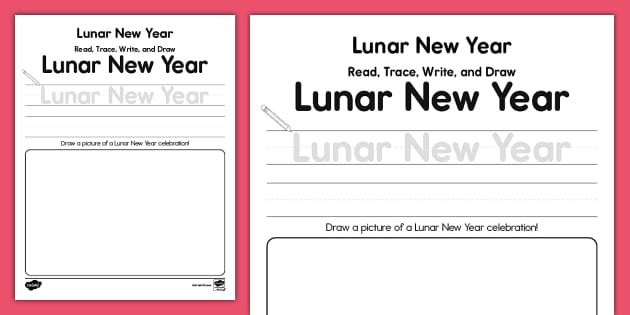 Lunar New Year: Read, Trace, Write, and Draw Activity