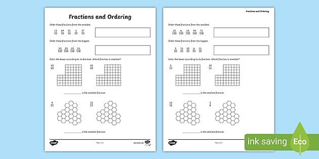 Fractions and Ordering Activity