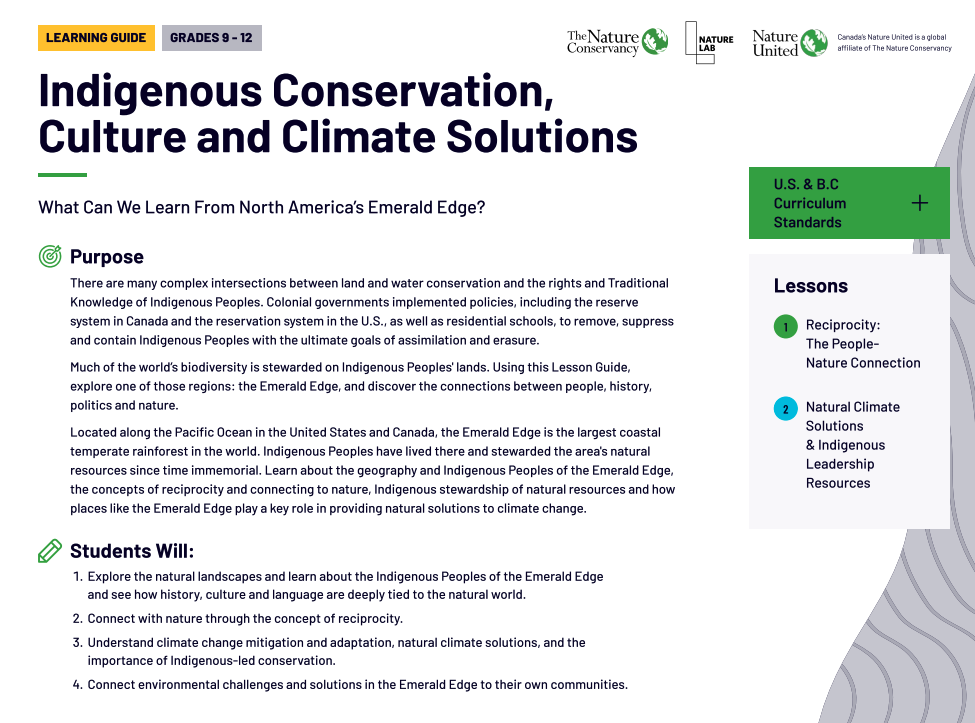 Indigenous Conservation, Culture, and Climate Solutions Teaching Guide 