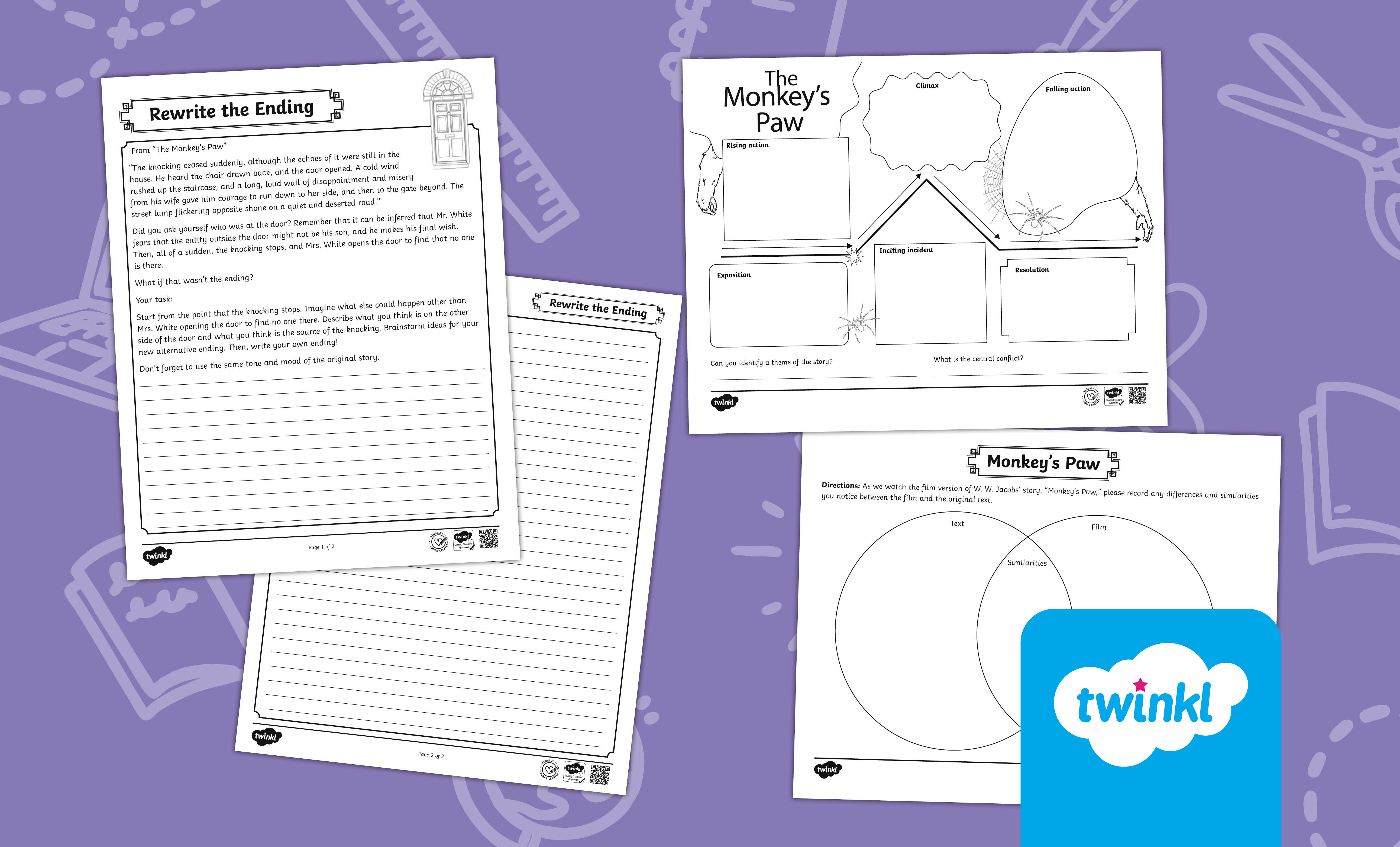 The Monkey's Paw by WW Jacobs - ELA activities for 6th-8th Grade