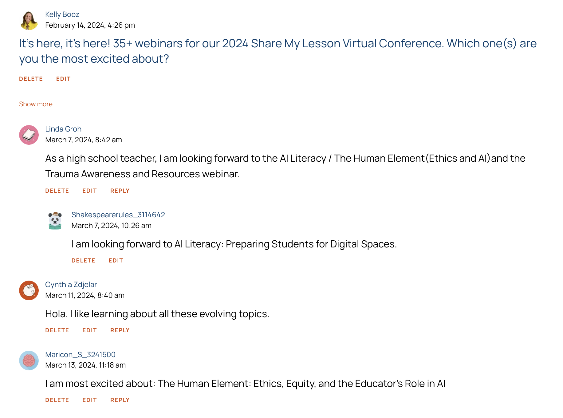 Community discussions