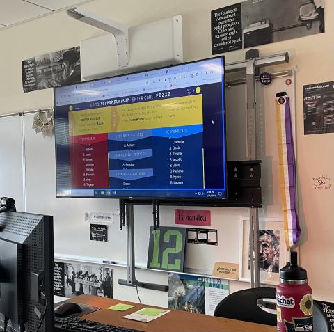 Supreme Decision being displayed on a classroom screen.