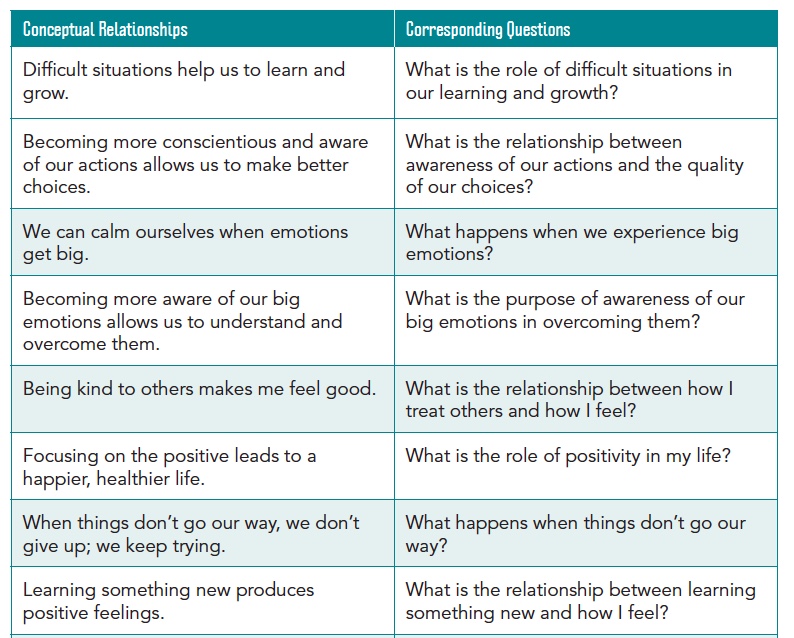 Social Emotional Learning and Conceptual Relationships