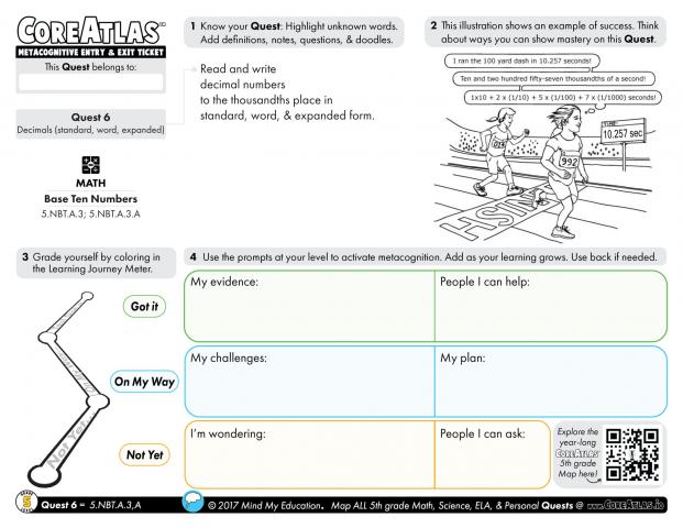 CoreAtlas Entry/Exit Ticket: Decimals - standard, word, expanded (5th grade)