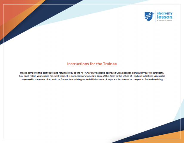 NYSED CTLE PD Certificate