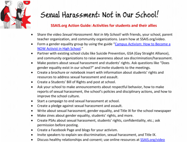 "Sexual Harassment: Not in Our School!" action guide